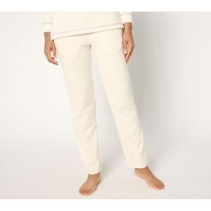 Cuddl Duds Women's Pants Sz M Ribbed Fleece Straight Pant White A667647